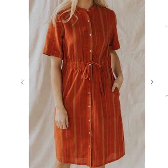 Roolee Scarlet Tie Waist Dress Orange Plaid Medium NWT - Picture 4 of 11